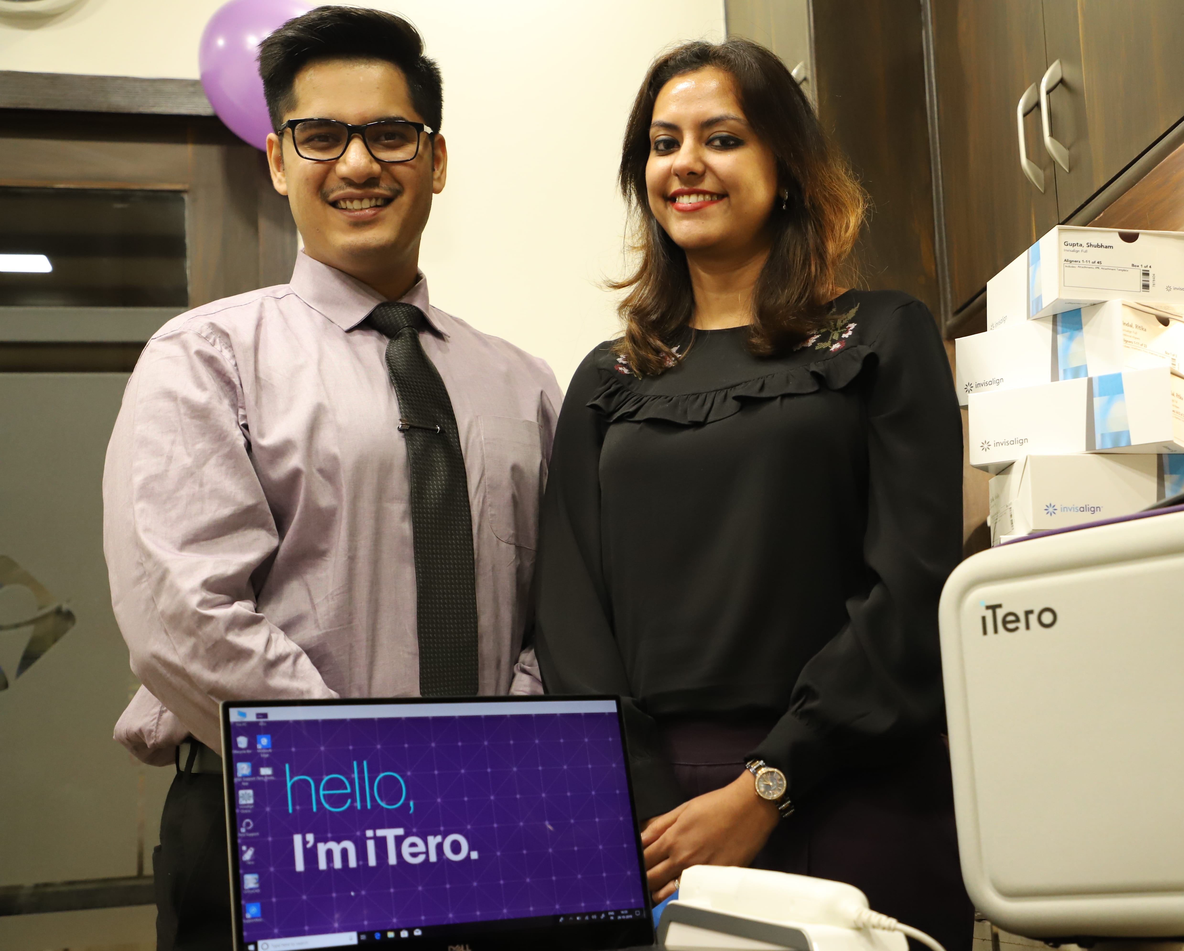 Dr. Ankit Jindal and Dr. Ritika Kanwal Jindal with iTero technology